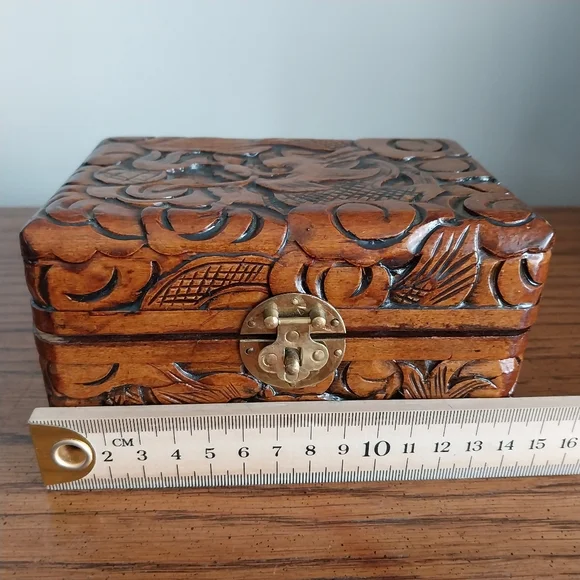 Hand-Carved Floral Wood Nesting Boxes - Brown - Picture 9 of 16